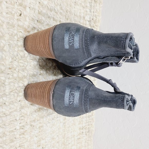 Toms Majorka Leather Peep-Toe Bootie Heels - Picture 5 of 6